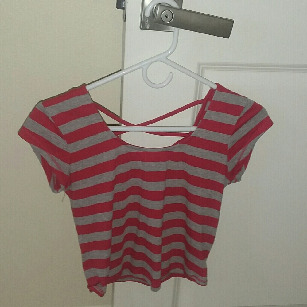 Red Striped Crop-Top